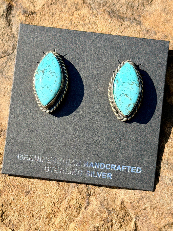 Native Made Dry Creek Turquoise Studs with Rope Design by Elouise Kee