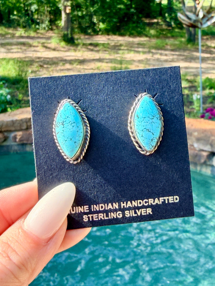 Native Made Dry Creek Turquoise Studs with Rope Design by Elouise Kee