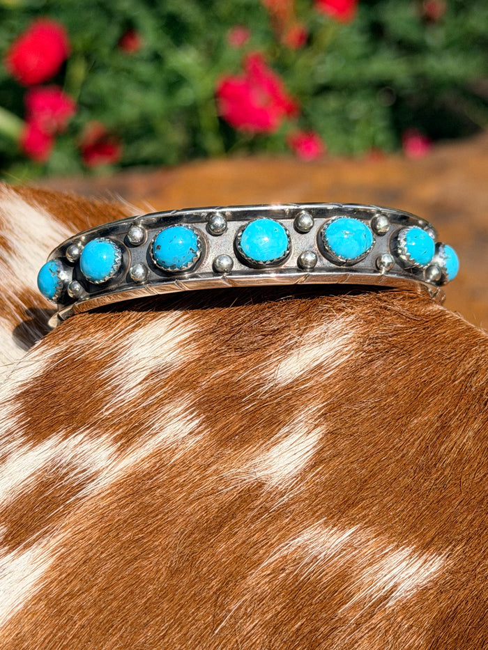 Native Made Kingman Turquoise Cuff by Reed Charley
