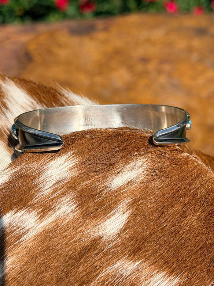 Native Made Kingman Turquoise Cuff by Reed Charley