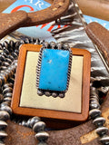 Native Made Large Turquoise Rectangular Ring with Starburst size 9