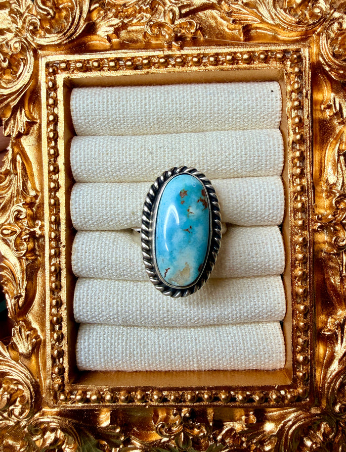Native Made Larimar Turquoise Adjustable Ring