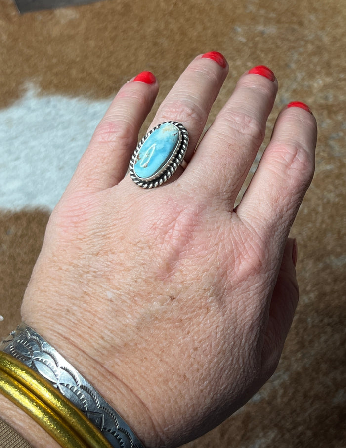 Native Made Larimar Turquoise Adjustable Ring