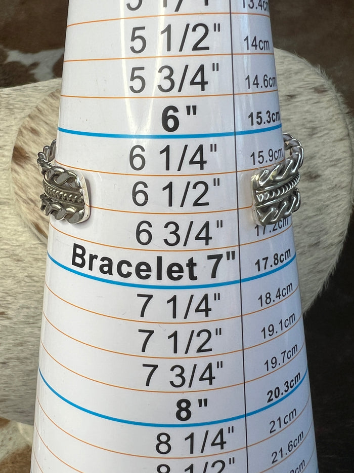 Native Made Mine Number 8 Turquoise Cuff with Sterling Silver Design