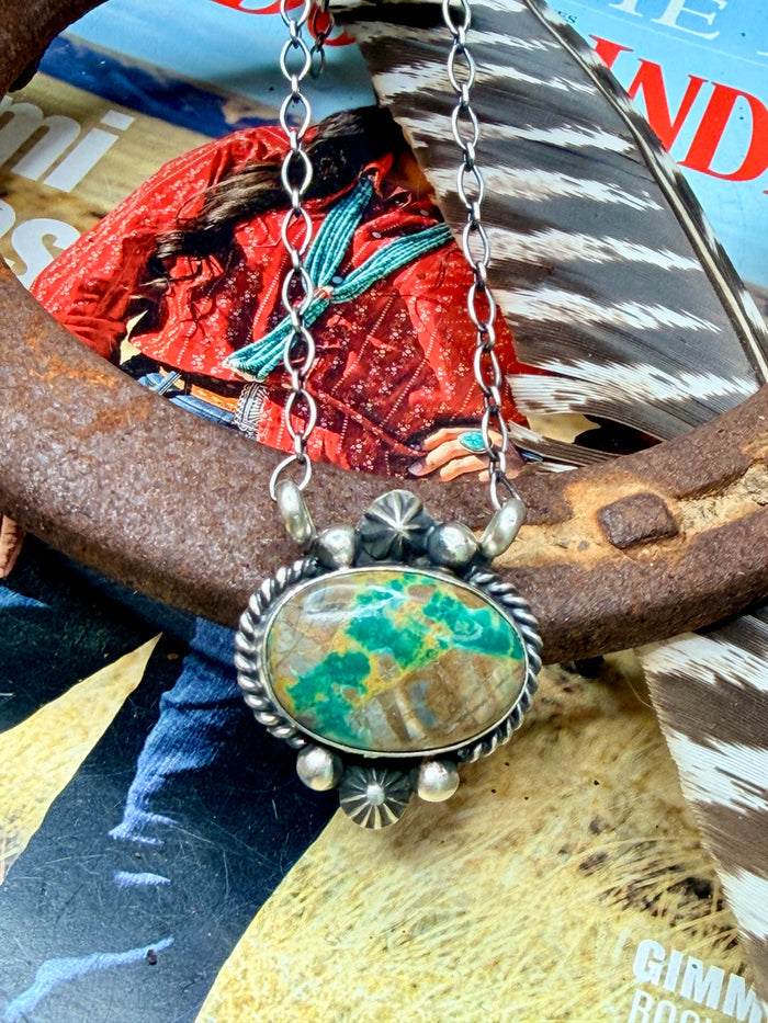 Native Made Nevada Fox Turquoise Necklace by Marita Benally