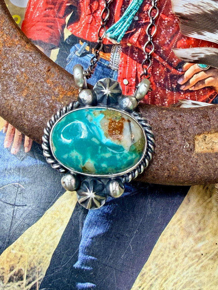 Native Made Nevada Fox Turquoise Necklace by Marita Benally