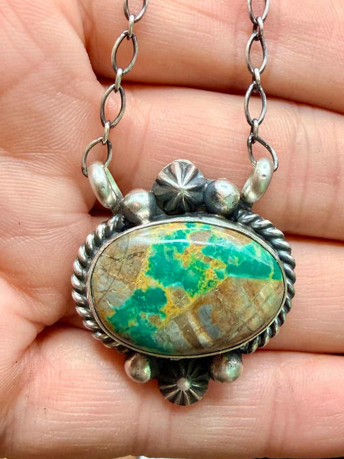 Native Made Nevada Fox Turquoise Necklace by Marita Benally