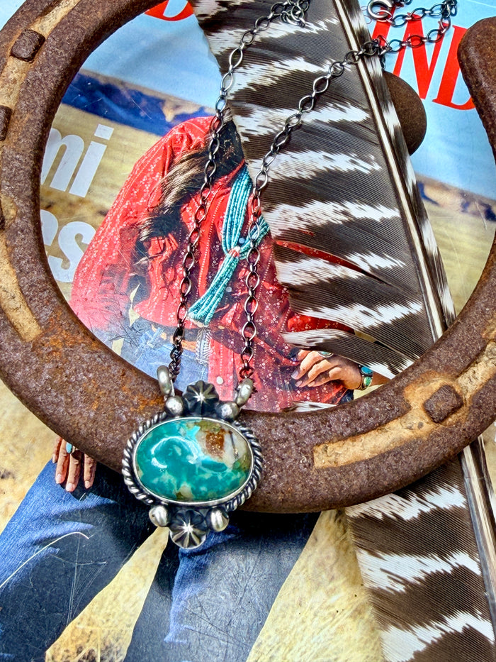 Native Made Nevada Fox Turquoise Necklace by Marita Benally