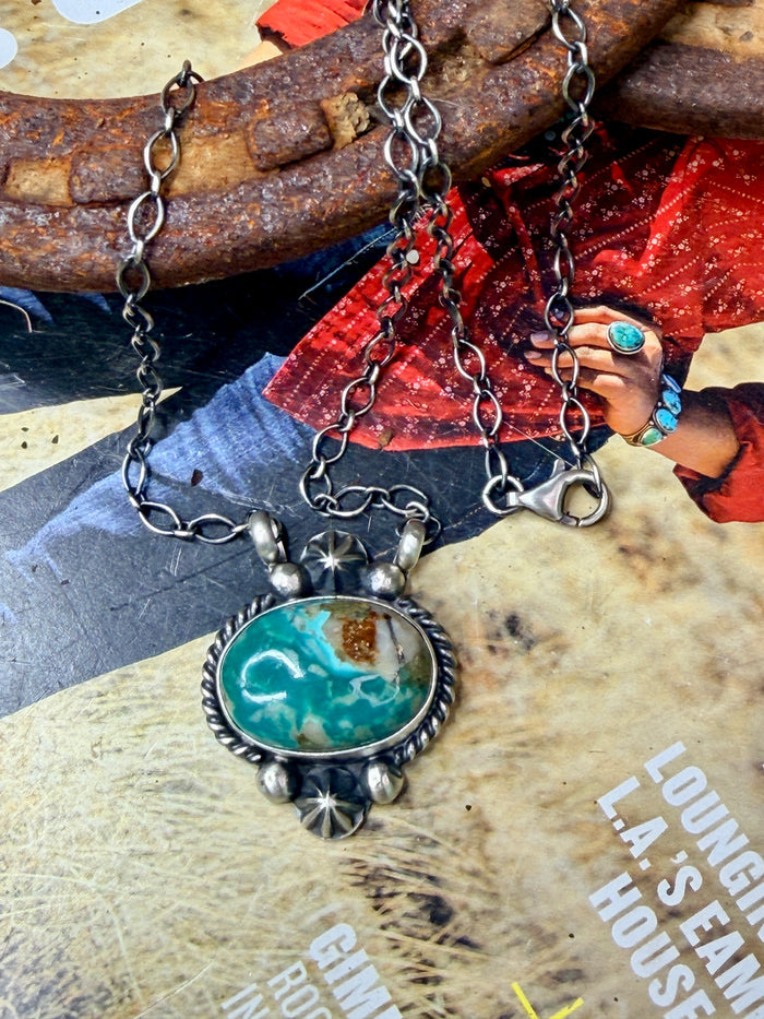Native Made Nevada Fox Turquoise Necklace by Marita Benally