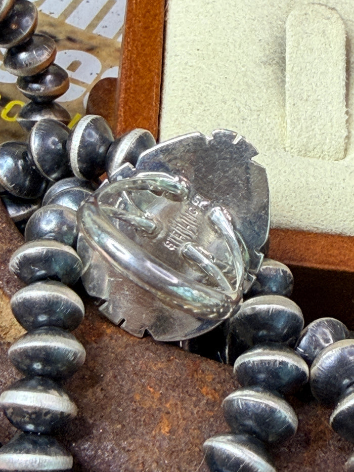 Native Made Onyx & Sterling Silver Ring by Samuel Yellowhair - Size 6