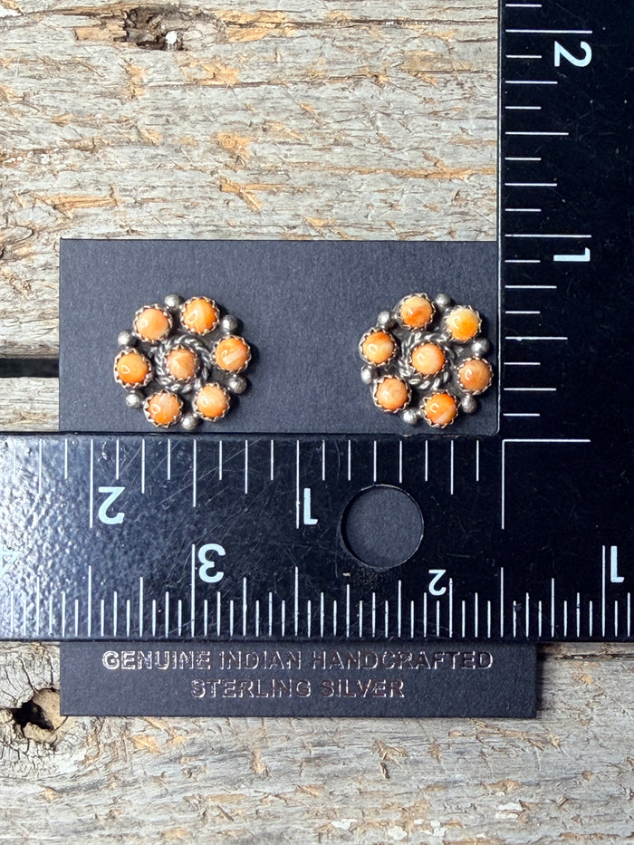Native Made Orange Spiny Cluster Studs by Maxine Ramirez