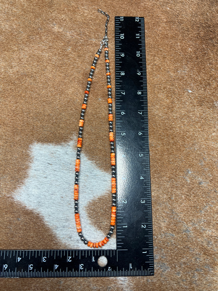 Native Made Orange Spiny Rondelle Necklace