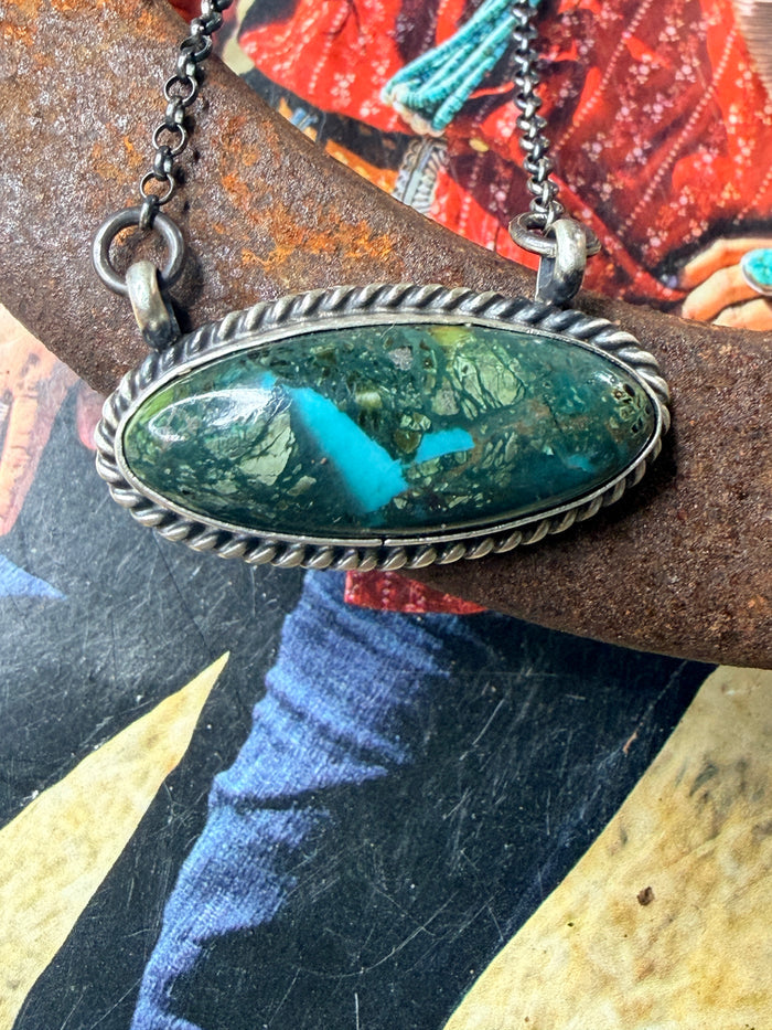Native Made Oval Turquoise Necklace by Dixon
