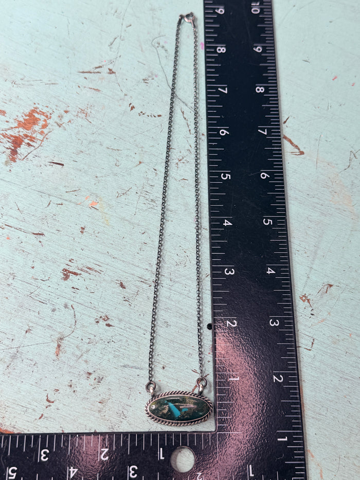 Native Made Oval Turquoise Necklace by Dixon