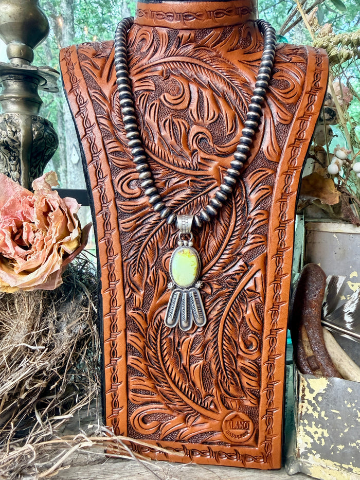 Native Made Palomino Feather Pendant by Maria Benally