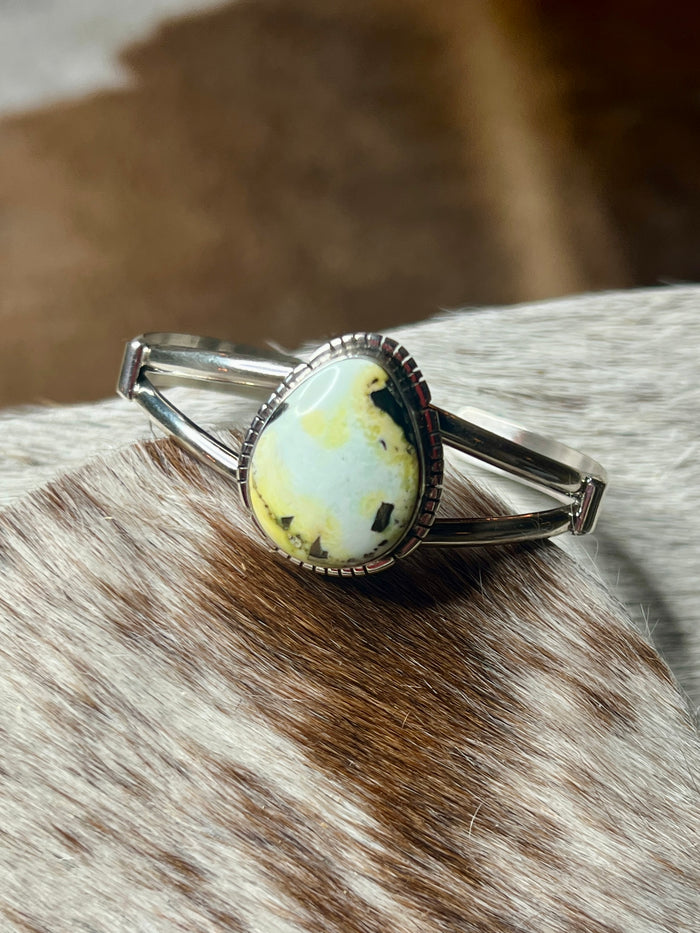 Native Made Palomino Sterling Silver Cuff by Samson Etsitty