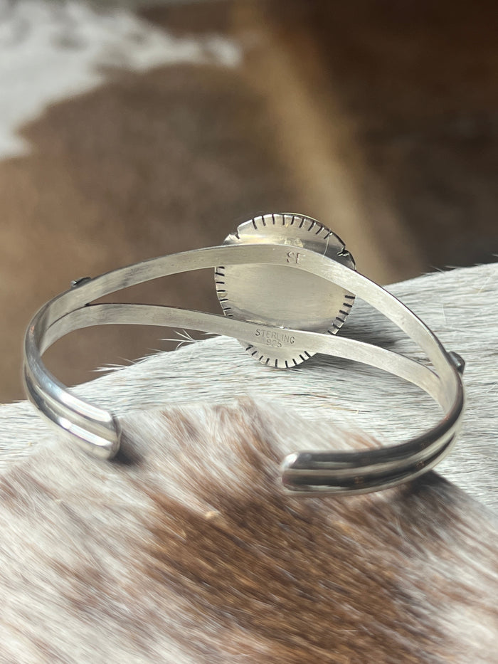 Native Made Palomino Sterling Silver Cuff by Samson Etsitty