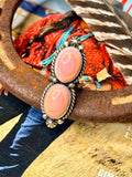 Native Made Pink Conch Adjustable Ring by Eugene Belone