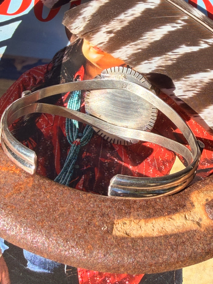 Native Made Pink Conch Cuff by Samson Etcitty