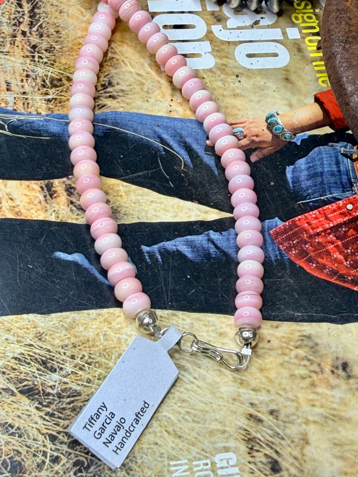 Native Made Pink Conch Necklace by Tiffany Garcia 18”