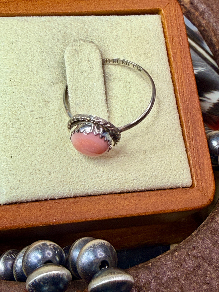 Native Made Pink Conch Ring by Ester White size 7