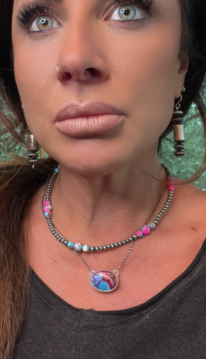 Native Made Pink Dream Mojave 16” Necklace by Judith Dixon