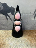 Native Made Queen Pink Conch and Sterling Silver Adjustable Ring by Tia Long