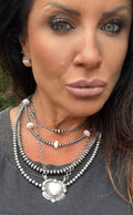 Native Made Queen Pink Conch Heart Necklace with Beautiful Stamping by JJJ