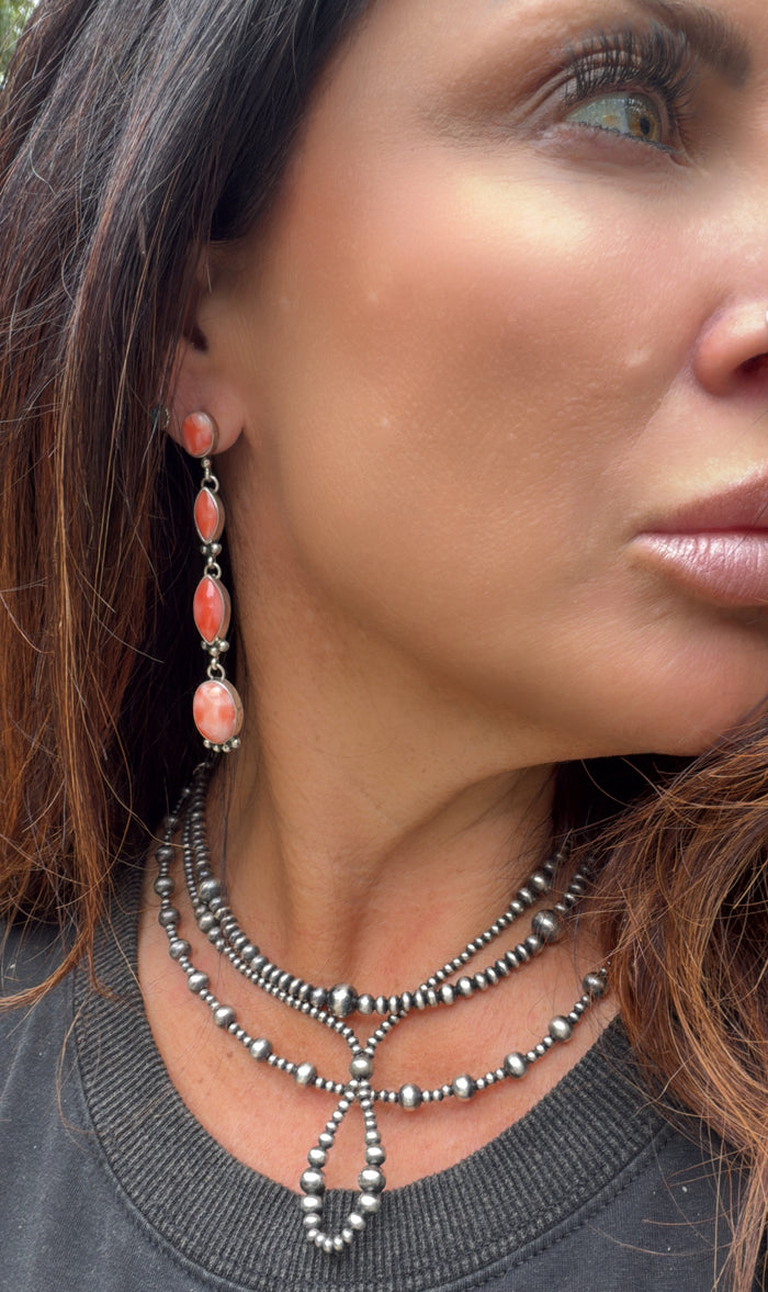 Native Made Renell Perry Spiny Oyster Dangle Earrings