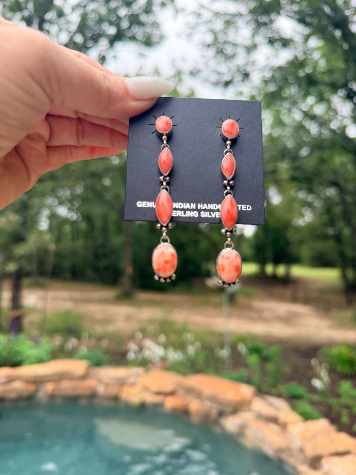 Native Made Renell Perry Spiny Oyster Dangle Earrings