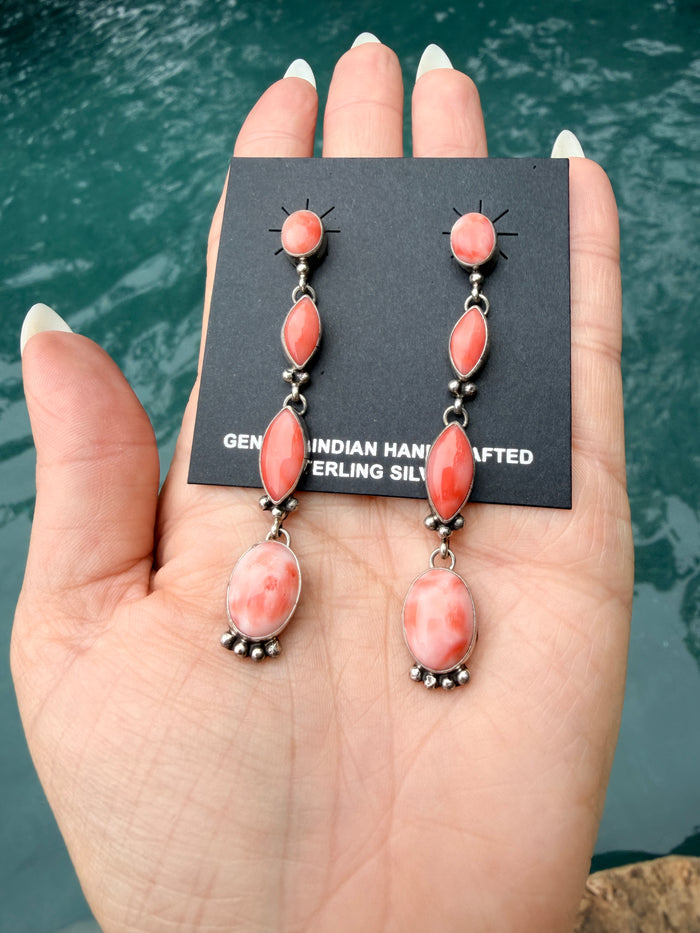 Native Made Renell Perry Spiny Oyster Dangle Earrings