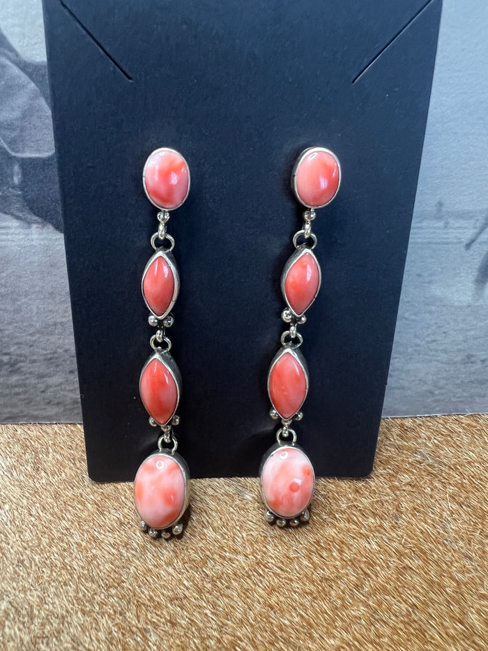 Native Made Renell Perry Spiny Oyster Dangle Earrings