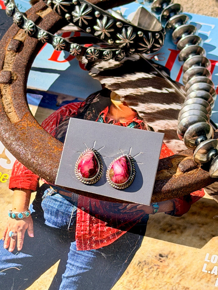 Native Made Rose Dahlia Stud Earrings