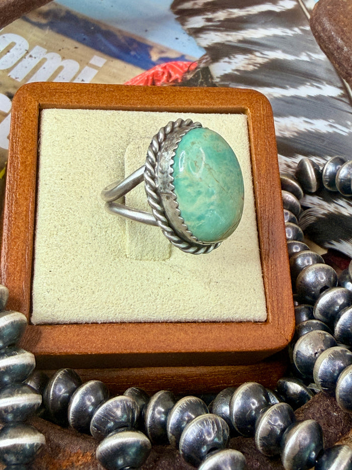 Native Made Royston Dome Turquoise Sterling Silver Ring Size 6