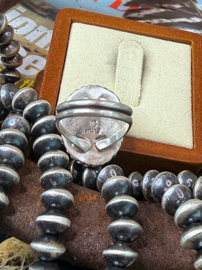 Native Made Royston Dome Turquoise Sterling Silver Ring Size 6
