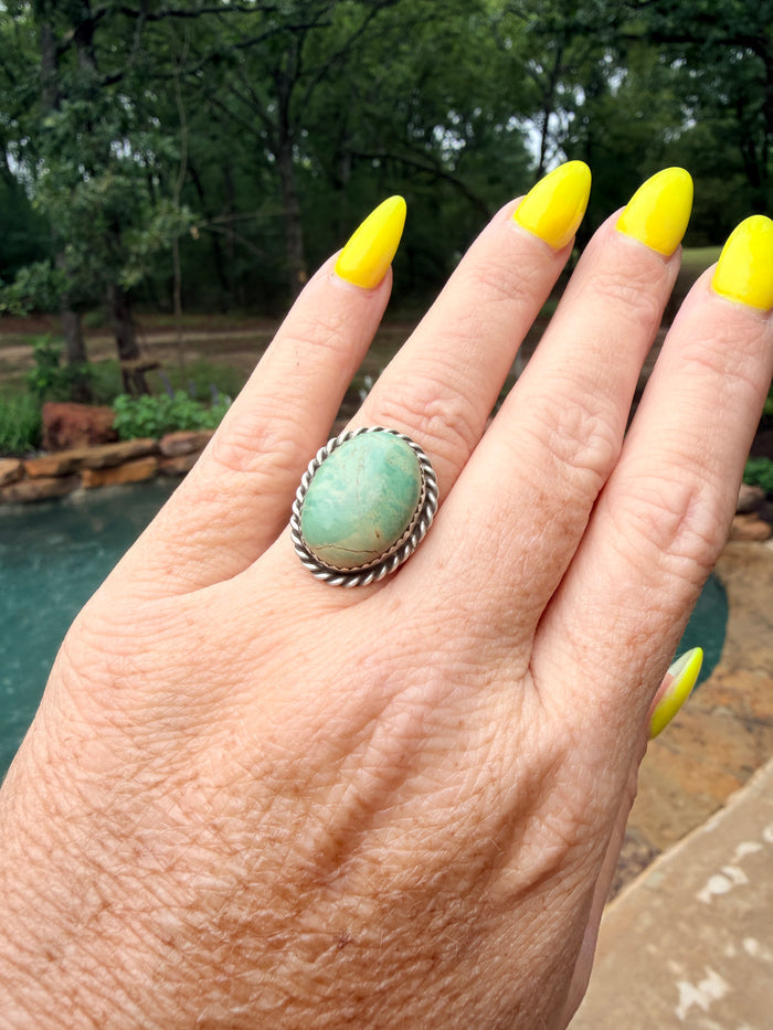 Native Made Royston Dome Turquoise Sterling Silver Ring Size 6