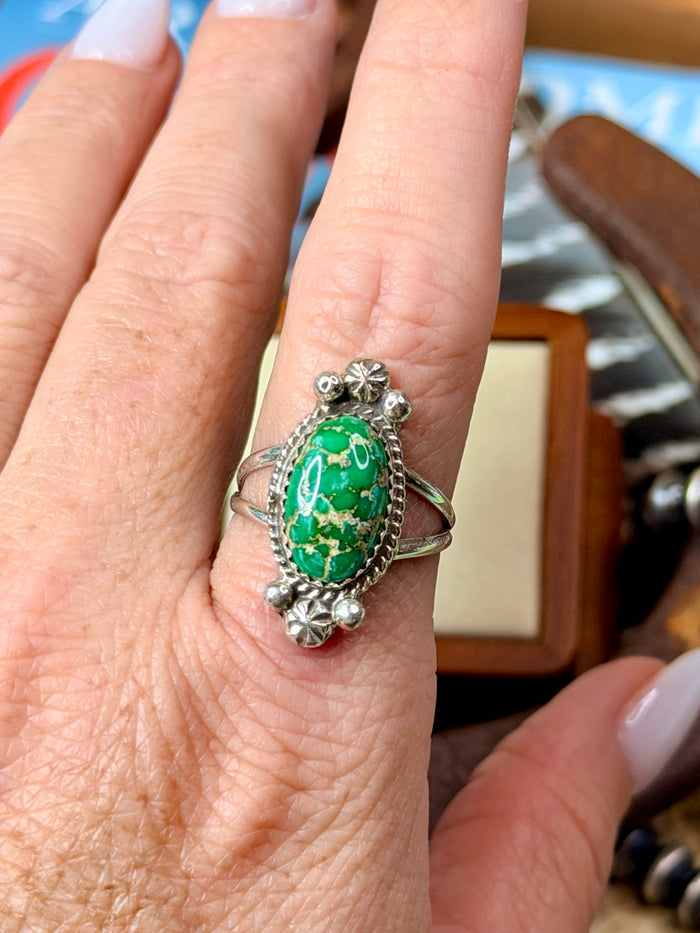 Native Made Sonoran Gold Ring with Starburst size 8.5