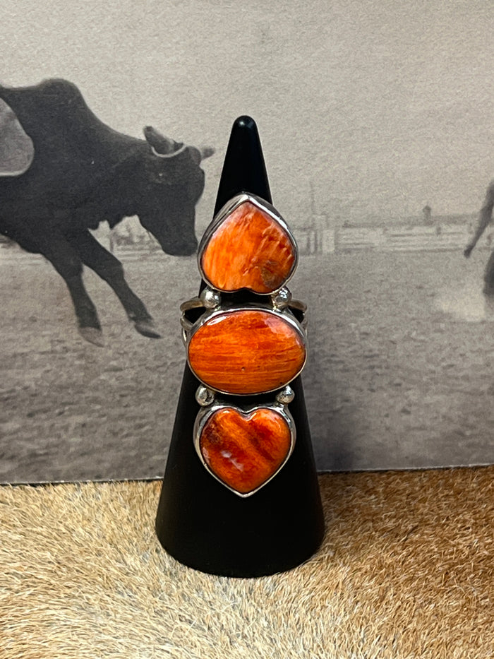 Native Made Spiny Oyster Heart Statement Ring by Marcella James Size 7