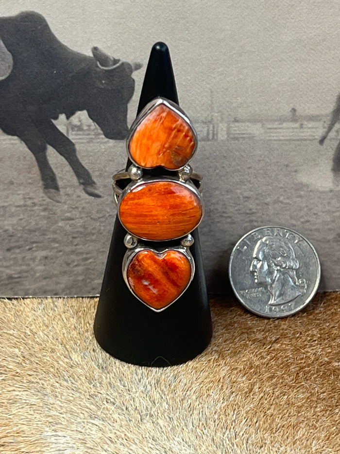 Native Made Spiny Oyster Heart Statement Ring by Marcella James Size 7