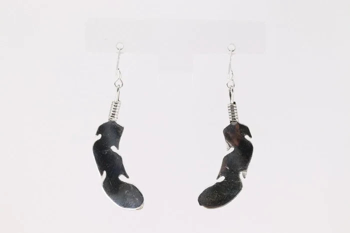 Native made Sterling and Onyx Feather Earrings