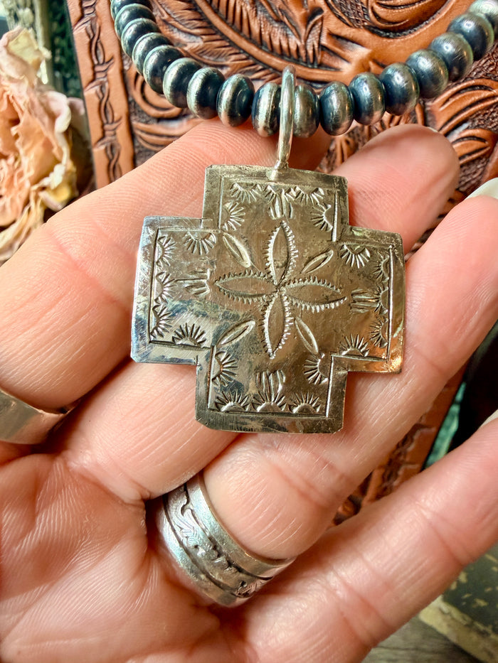 Native Made Sterling Silver Cross Pendant