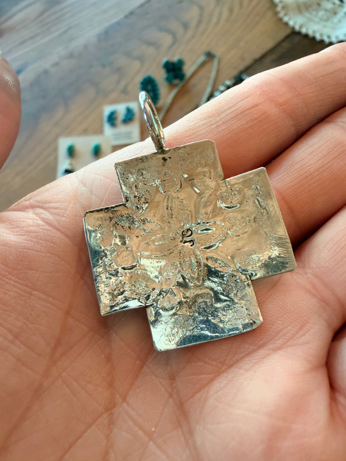Native Made Sterling Silver Cross Pendant