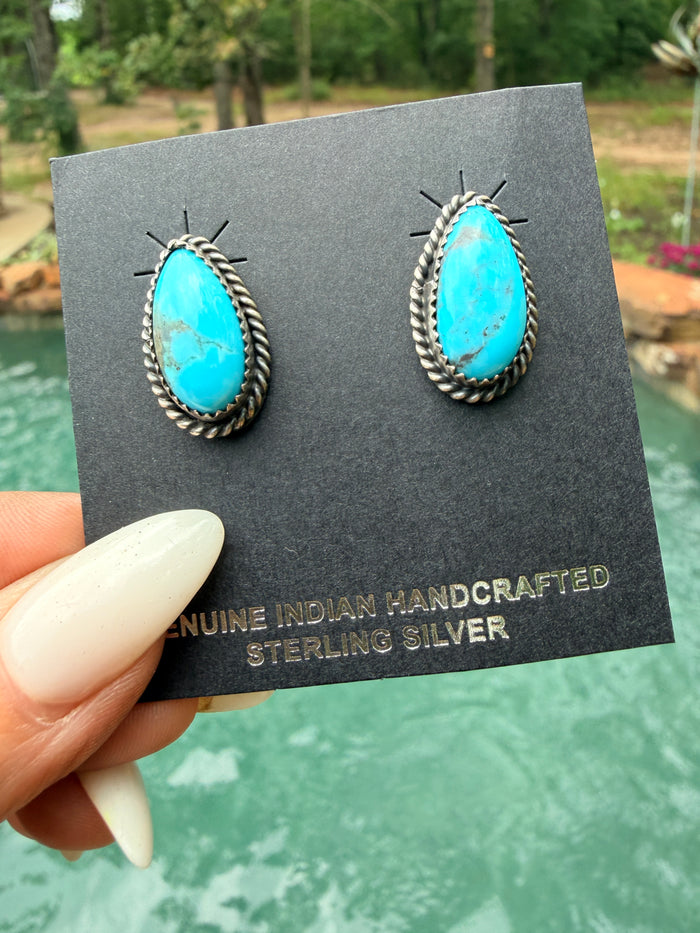 Native Made Sterling Silver Kingman Studs by Freda Martinez