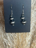 Native Made Sterling Silver Pearl Dangle Earrings by Treva Jim