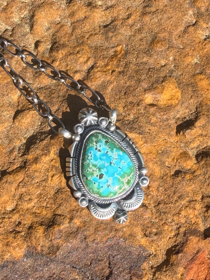Native Made Sterling Silver Sonoran Gold Necklace By Daniel Benally. From R.B Company