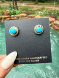 Native Made Sterling Silver Turquoise Post Earring's By Sharon Clark.