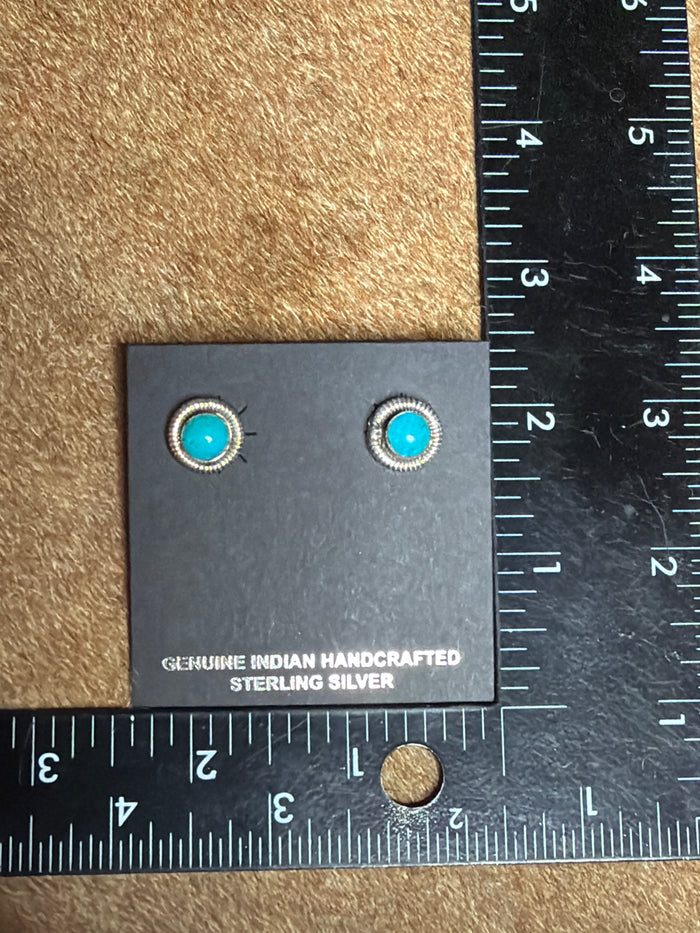 Native Made Sterling Silver Turquoise Post Earring's By Sharon Clark.