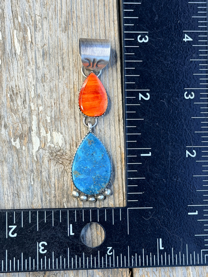 Native Made Stunning Spiny Oyster and Turquoise Pendant by Selena Warner
