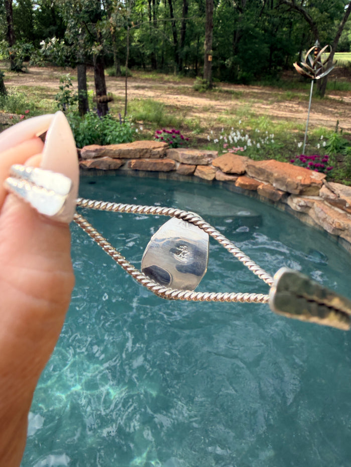 Native Made Teardrop Turquoise Cuff with Rope Design