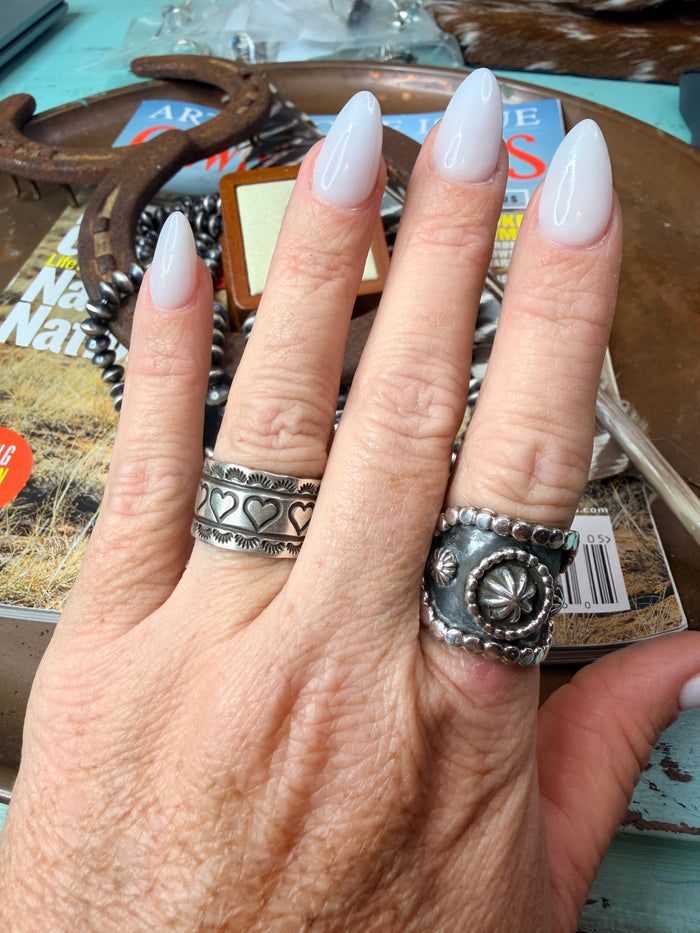 Native Made Thick Heart Band Ring by Adrienne Reeves Long size 6.5